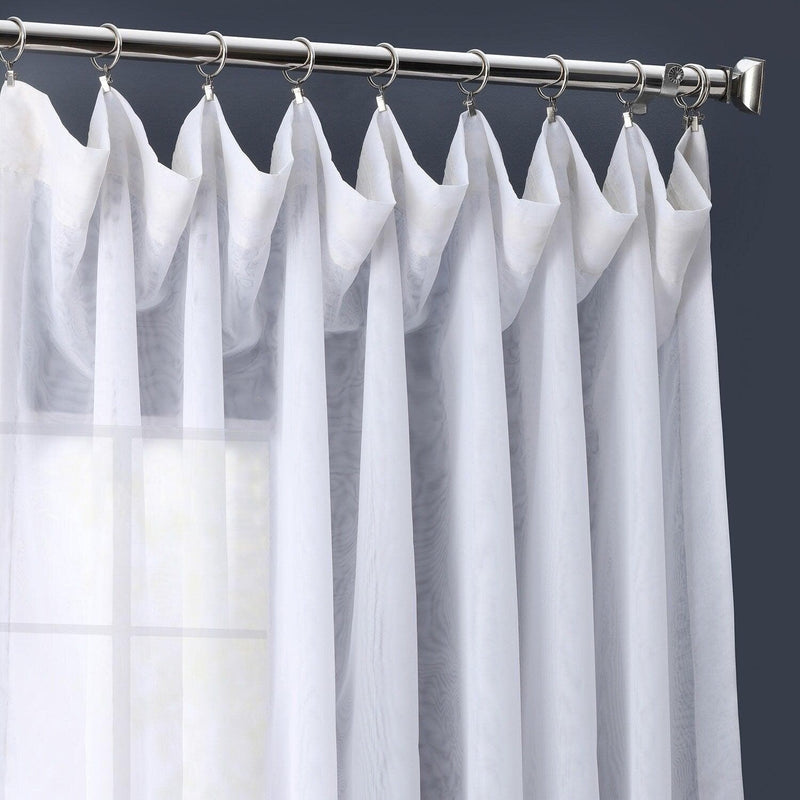 Double Layered White Extra Wide Sheer Curtain