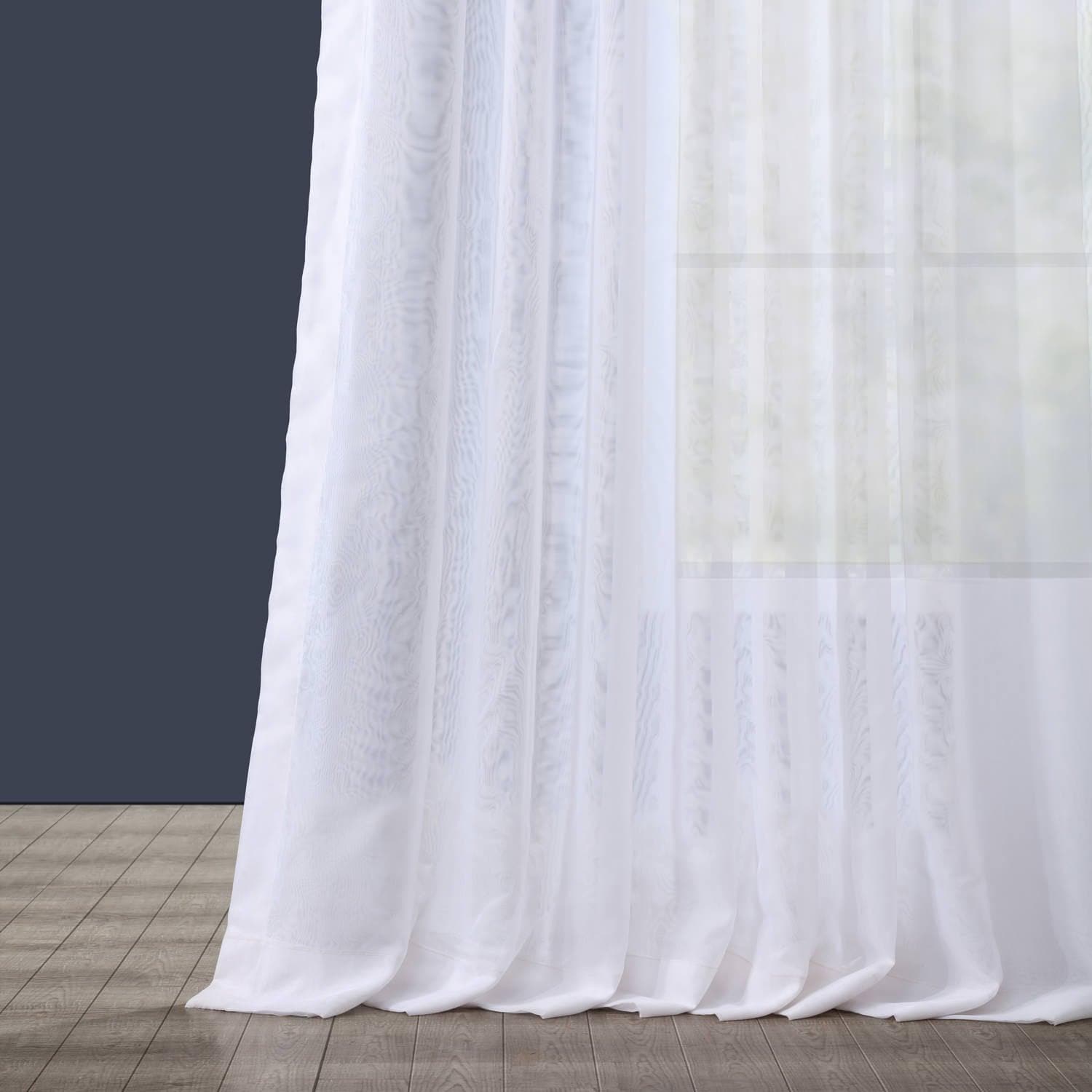 Double Layered White Extra Wide Sheer Curtain