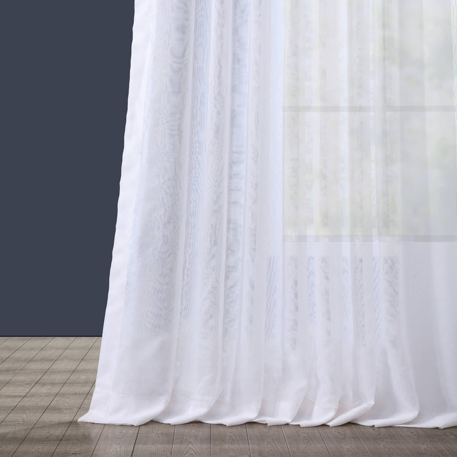 Double Layered White Extra Wide Sheer Curtain