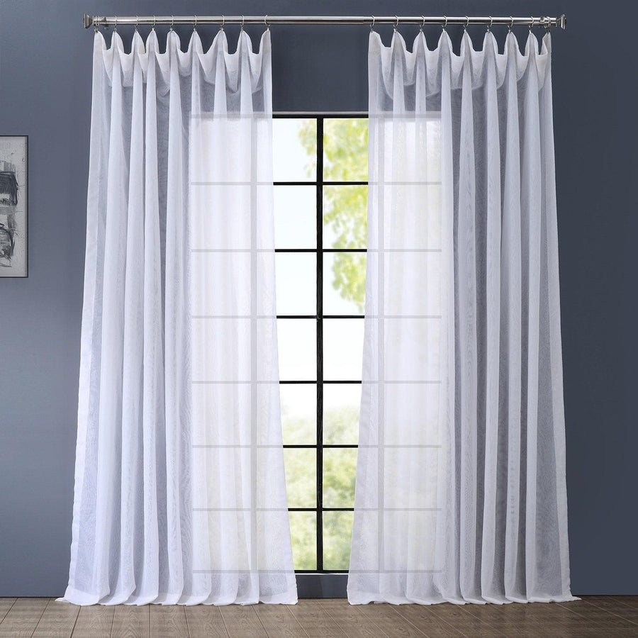 Double Layered White Extra Wide Sheer Curtain