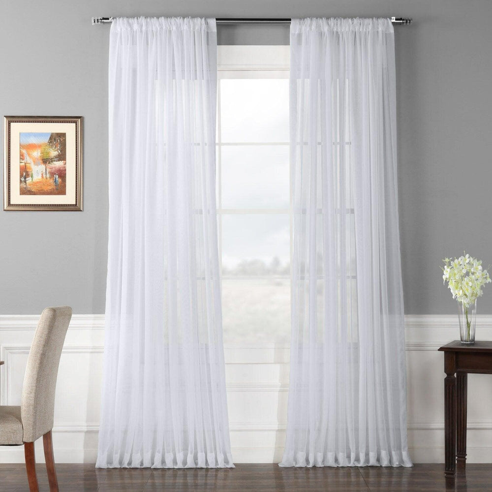 Solid White Extra Wide Sheer Curtain