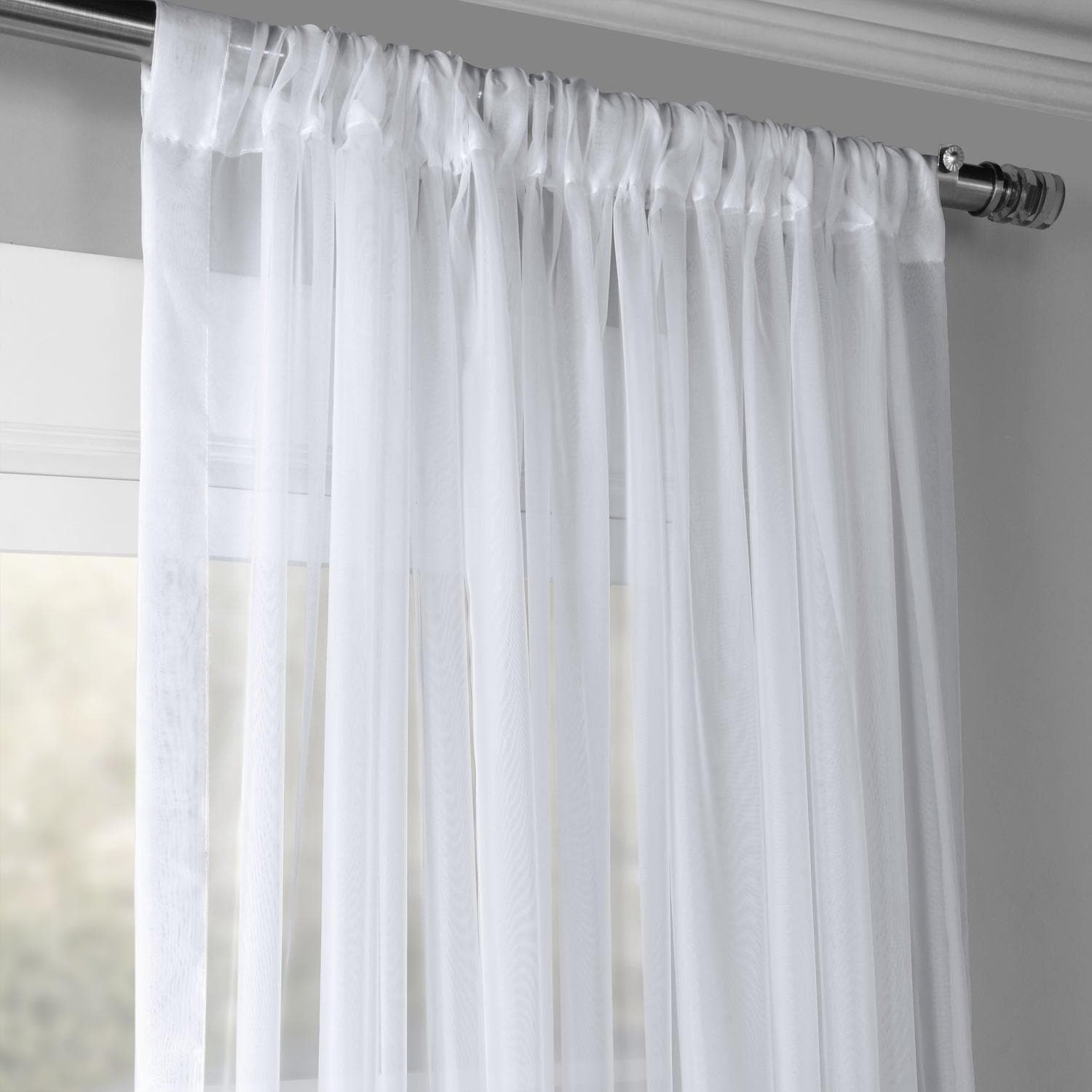Solid White Extra Wide Sheer Curtain