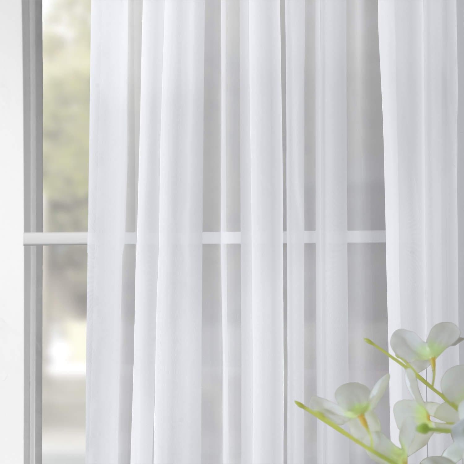 Solid White Extra Wide Sheer Curtain
