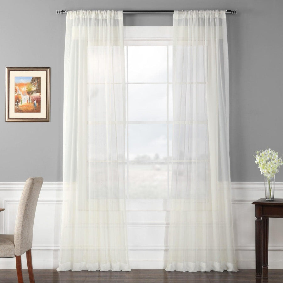Solid Off-White Sheer Curtain Pair (2 Panels)