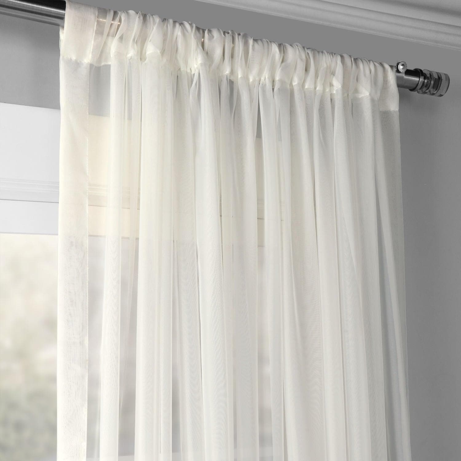Solid Off-White Extra Wide Sheer Curtain