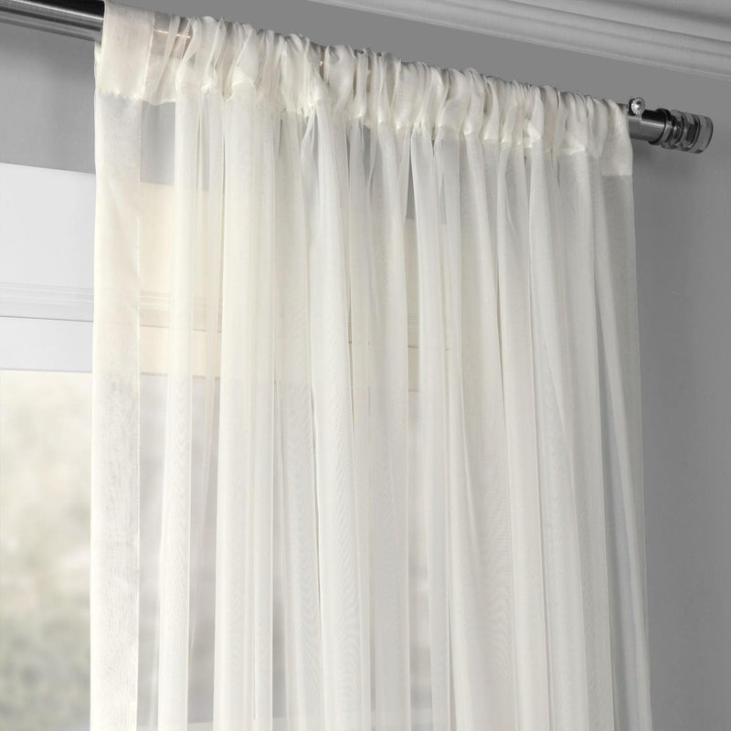 Solid Off-White Extra Wide Sheer Curtain