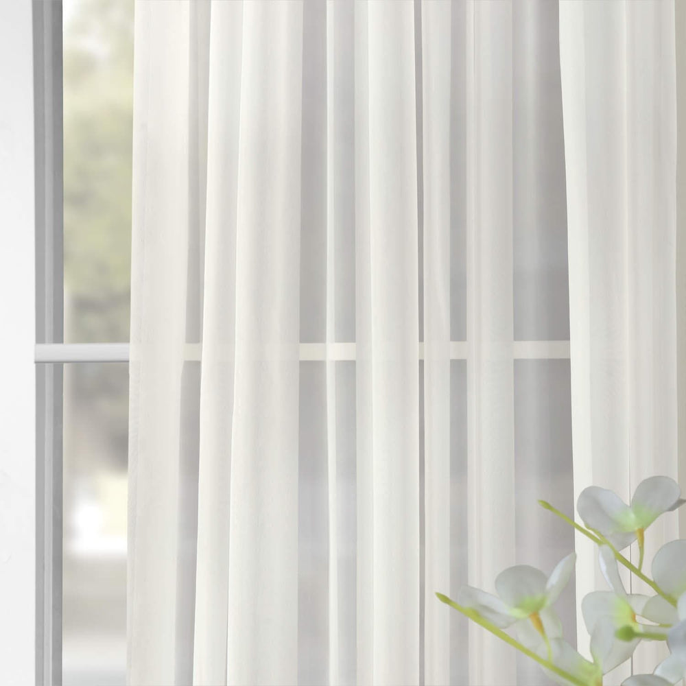 Solid Off-White Extra Wide Sheer Curtain