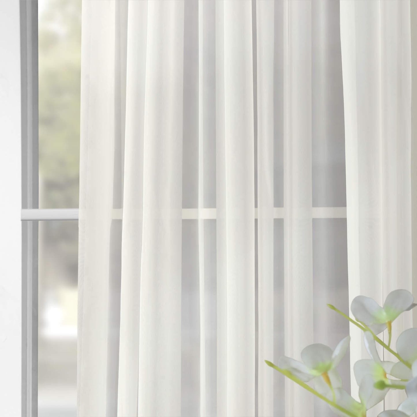 Solid Off-White Extra Wide Sheer Curtain