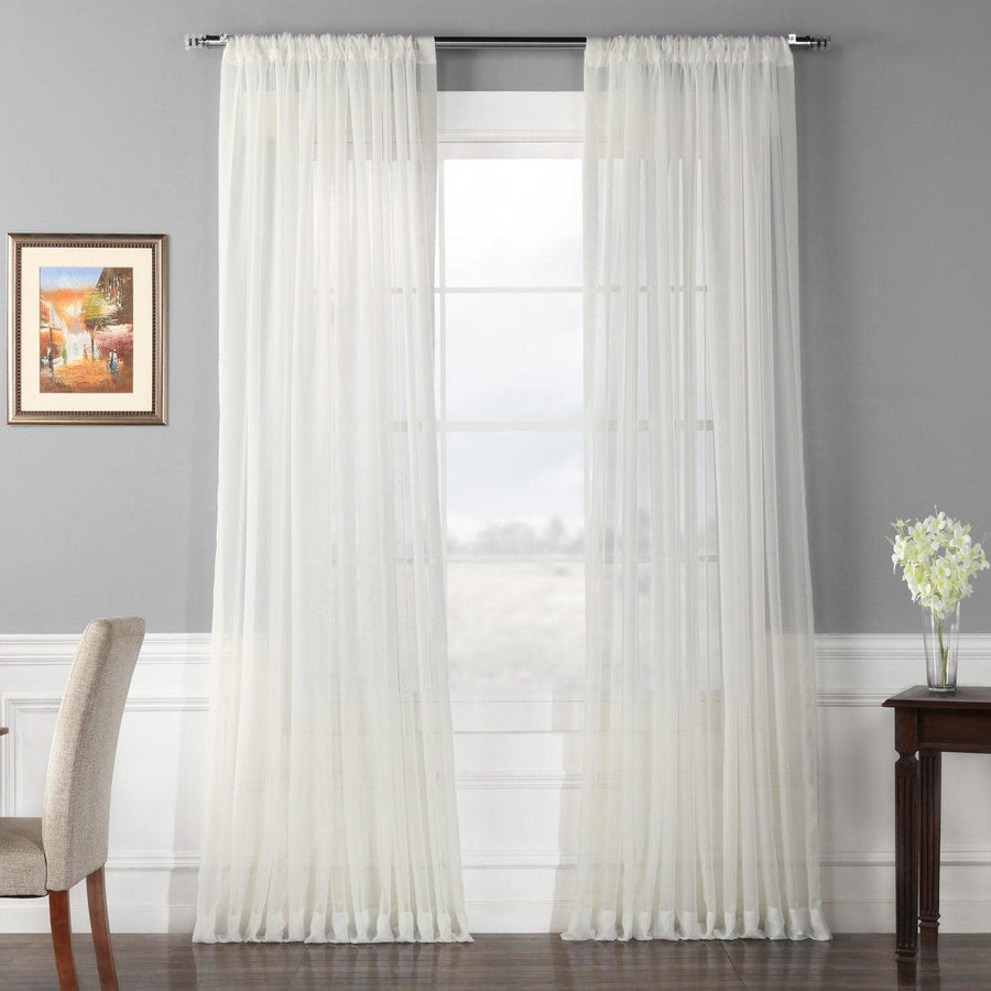 Solid Off-White Extra Wide Sheer Curtain
