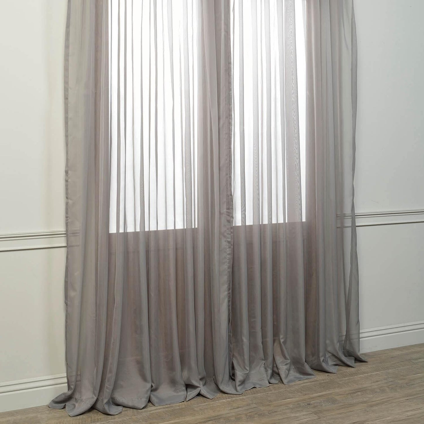 Solid Grey Extra Wide Voile Sheer Curtain - HalfPriceDrapes.com