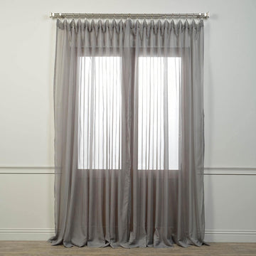 Solid Grey Extra Wide Sheer Curtain