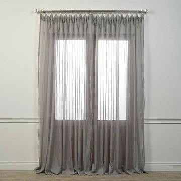 Solid Grey Extra Wide Voile Sheer Curtain - HalfPriceDrapes.com