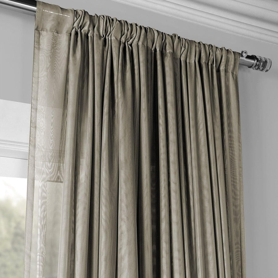 Double Layered Museum Grey Extra Wide Voile Sheer Curtain - HalfPriceDrapes.com