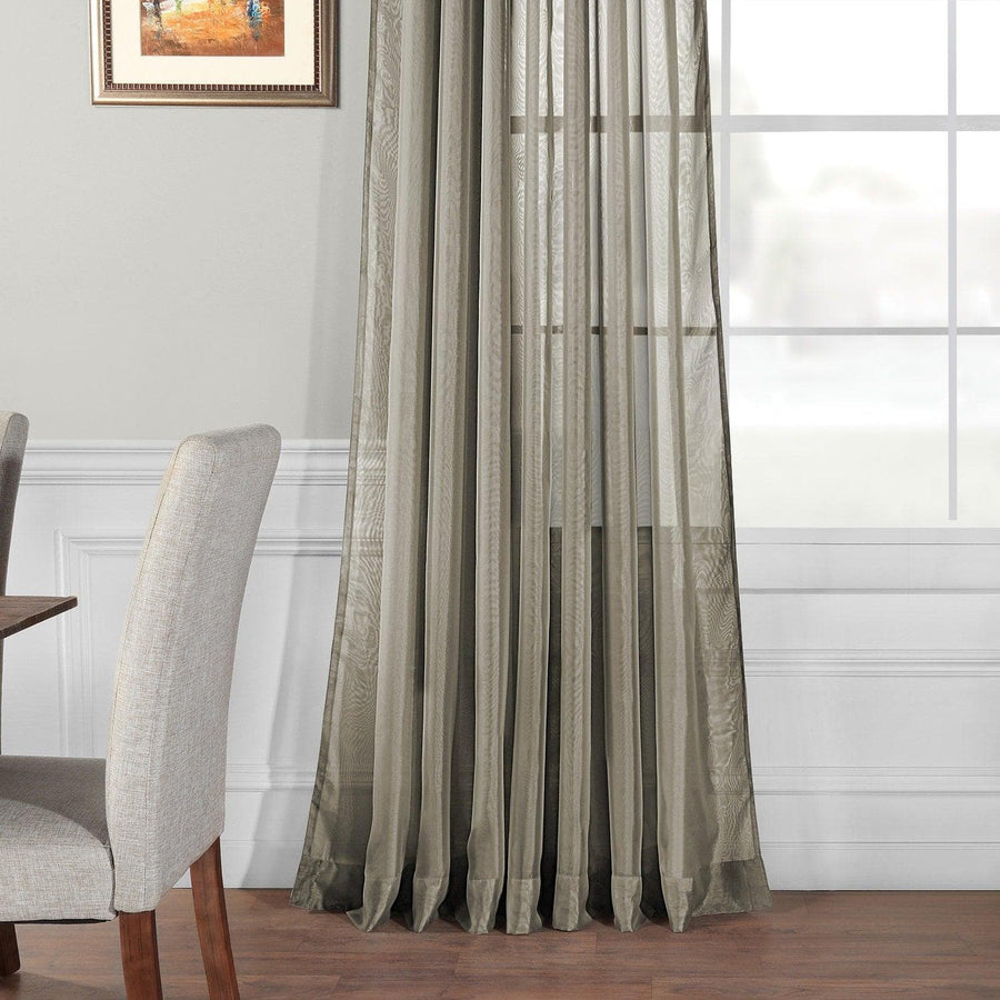 Double Layered Museum Grey Extra Wide Voile Sheer Curtain - HalfPriceDrapes.com