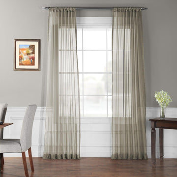 Solid Museum Grey Sheer Curtain Pair (2 Panels)