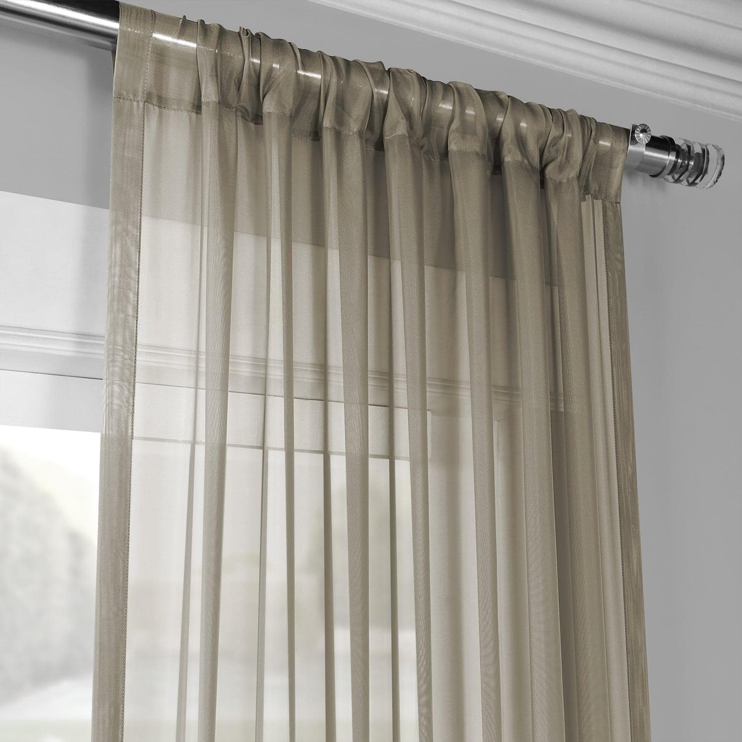 Solid Museum Grey Voile Sheer Curtain Pair (2 Panels) - HalfPriceDrapes.com