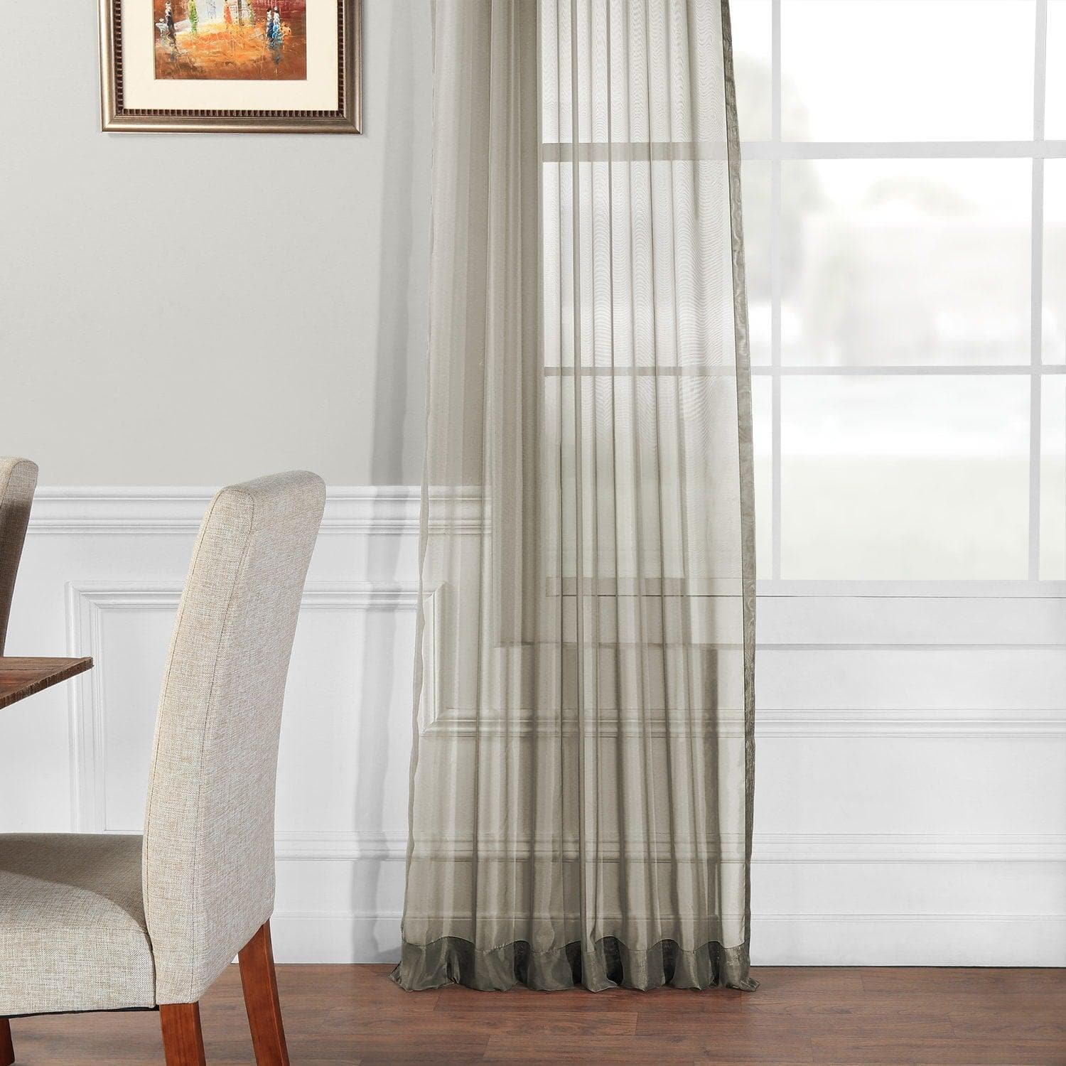 Solid Museum Grey Voile Sheer Curtain Pair (2 Panels) - HalfPriceDrapes.com