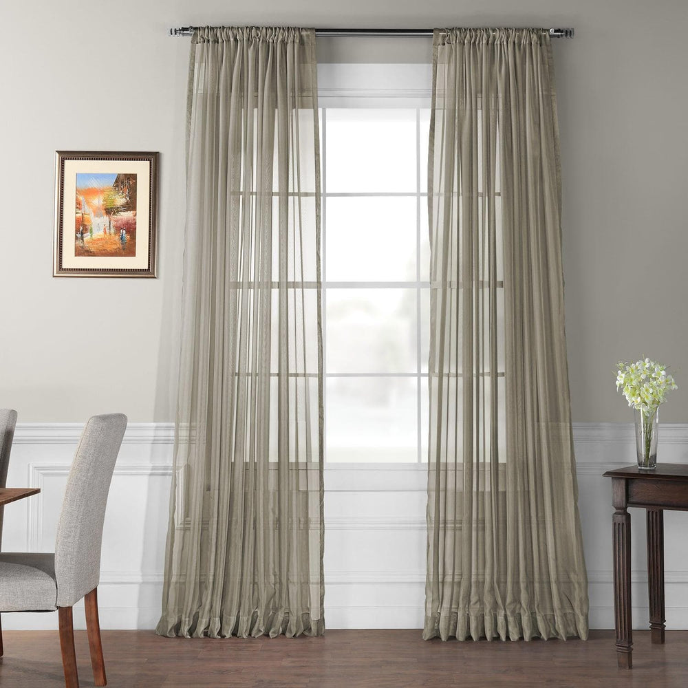 Museum Grey Extra Wide Voile Sheer Curtain - HalfPriceDrapes.com
