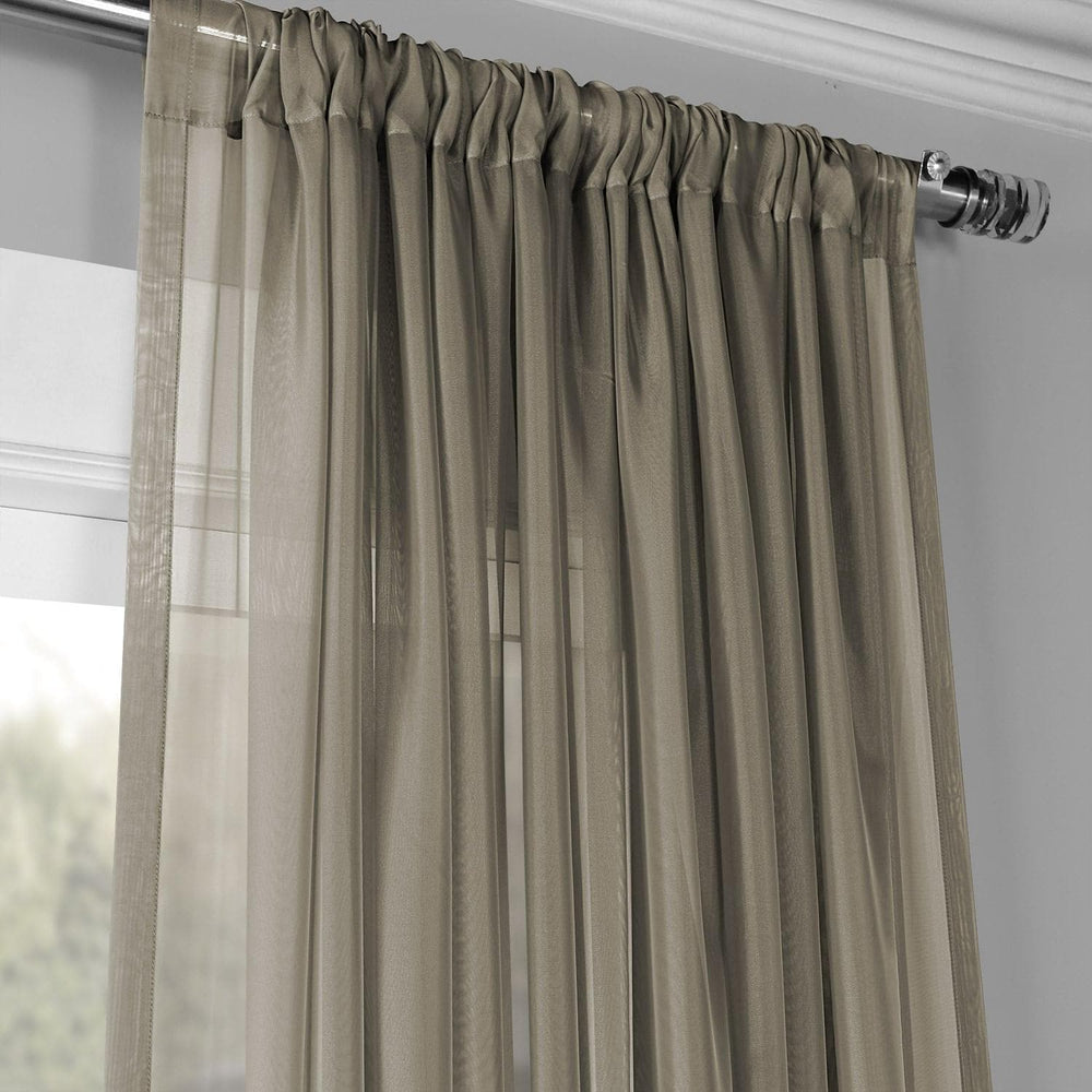 Museum Grey Extra Wide Voile Sheer Curtain - HalfPriceDrapes.com