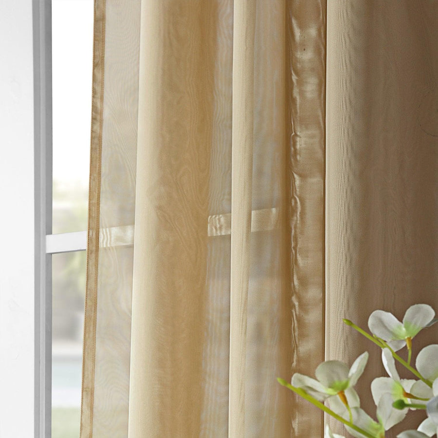 Solid Soft Tan Voile Sheer Curtain Pair (2 Panels) - HalfPriceDrapes.com