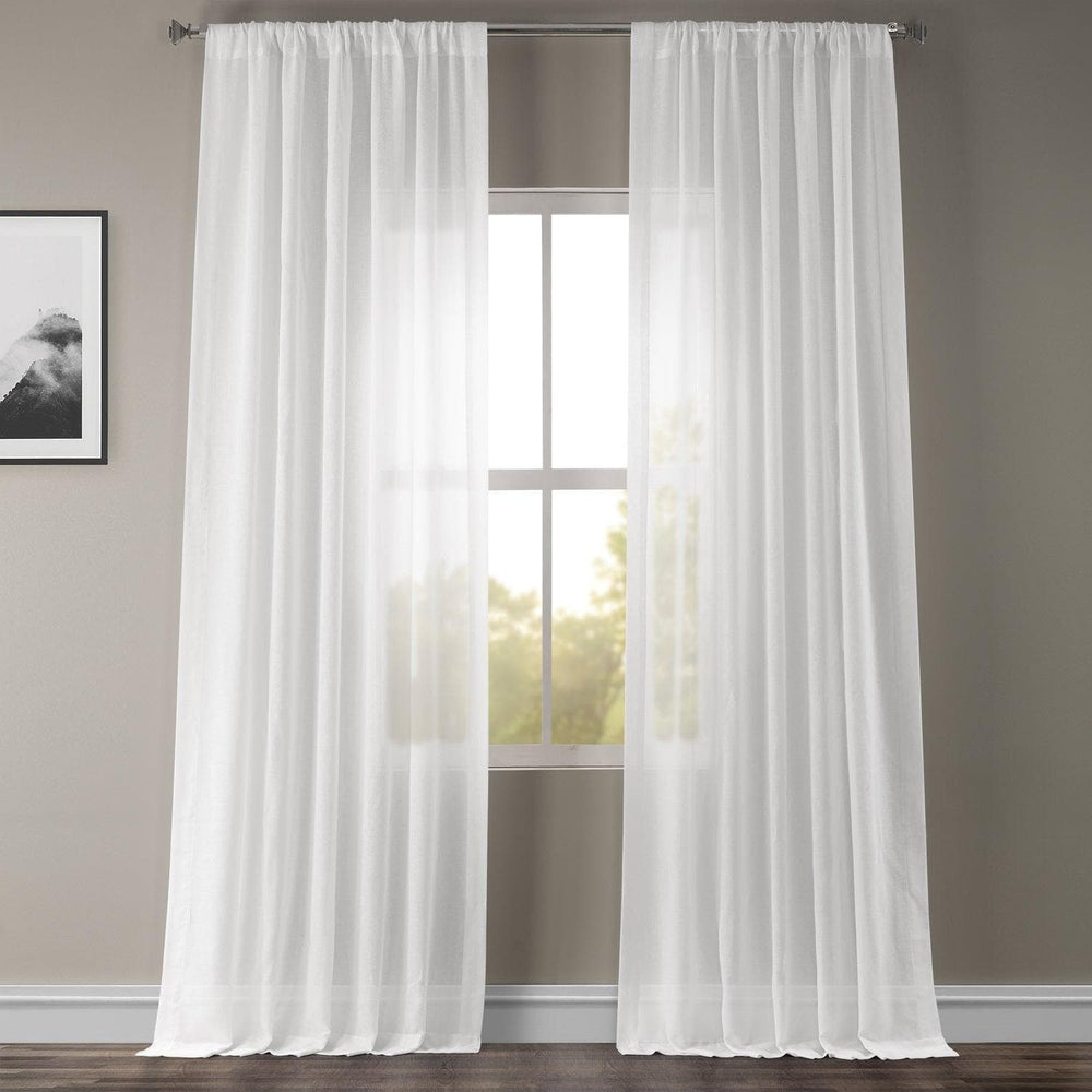 White Orchid Textured Faux Linen Sheer Curtain
