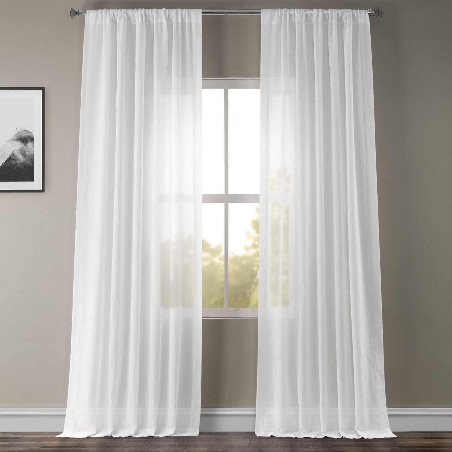 White Orchid Textured Faux Linen Sheer Curtain