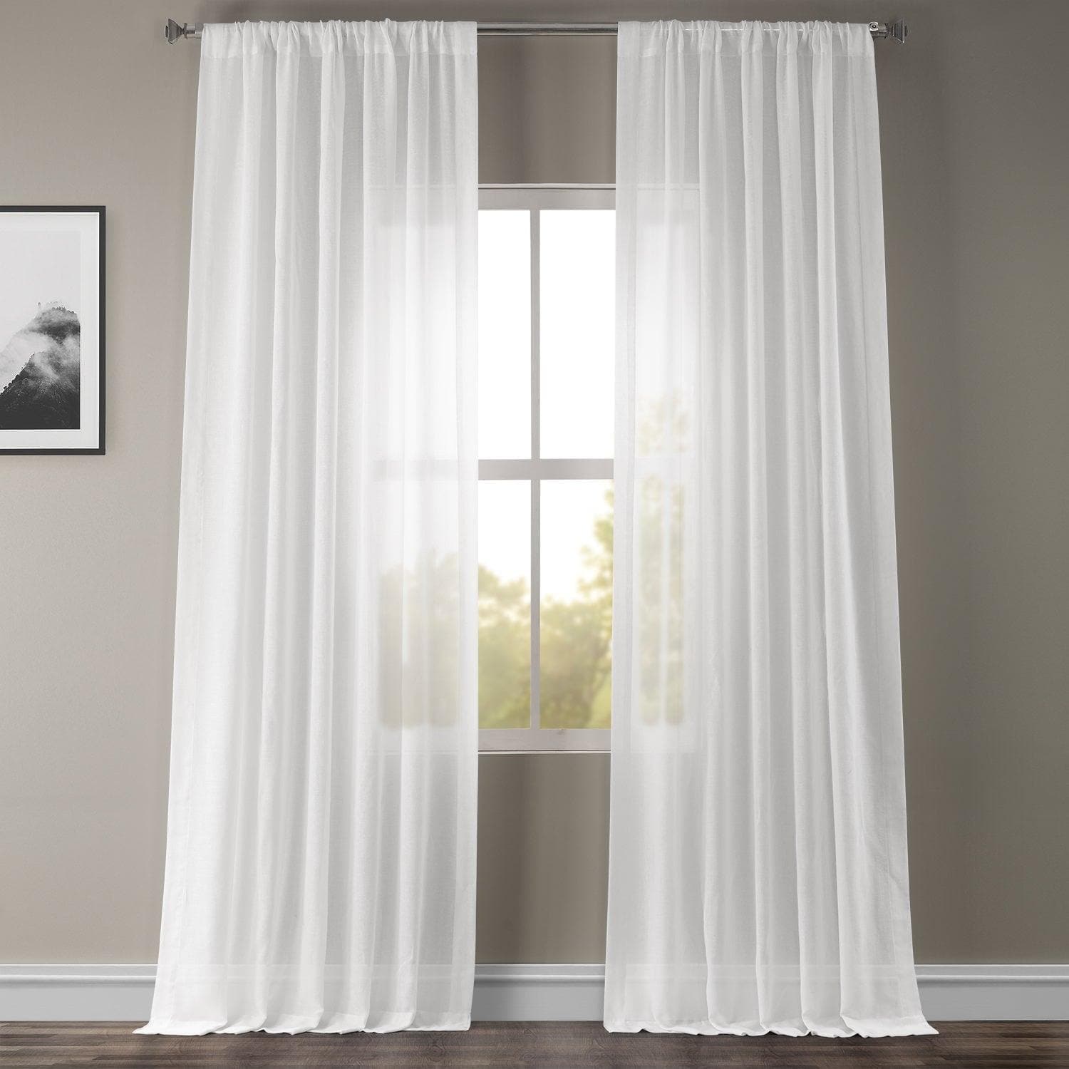 White Orchid Textured Faux Linen Sheer Curtain