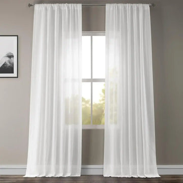 White Orchid Textured Faux Linen Sheer Curtain
