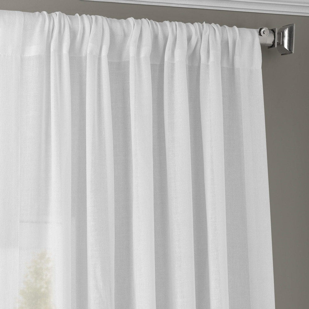 White Orchid Textured Faux Linen Sheer Curtain