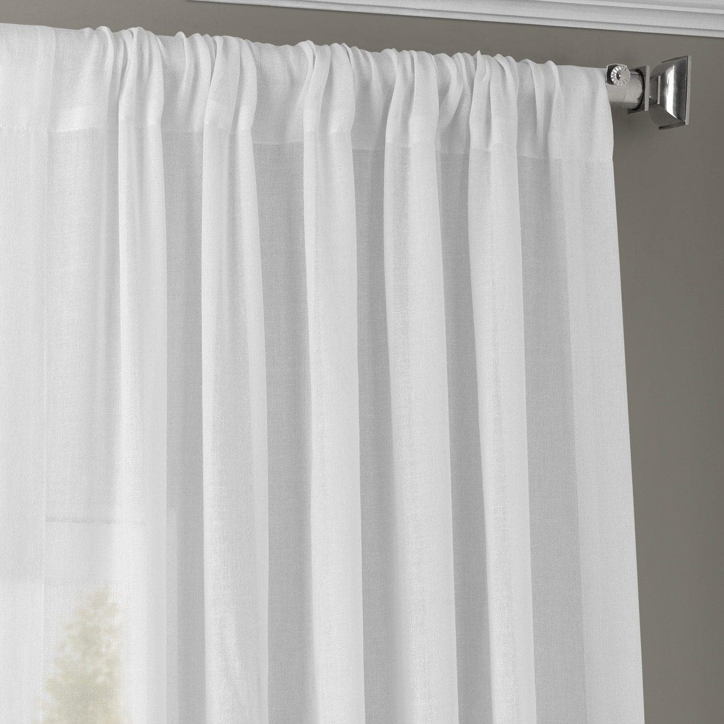 White Orchid Textured Faux Linen Sheer Curtain