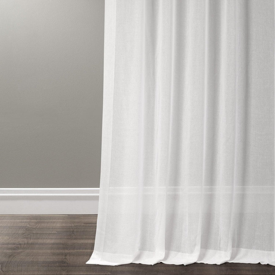 White Orchid Textured Faux Linen Sheer Curtain