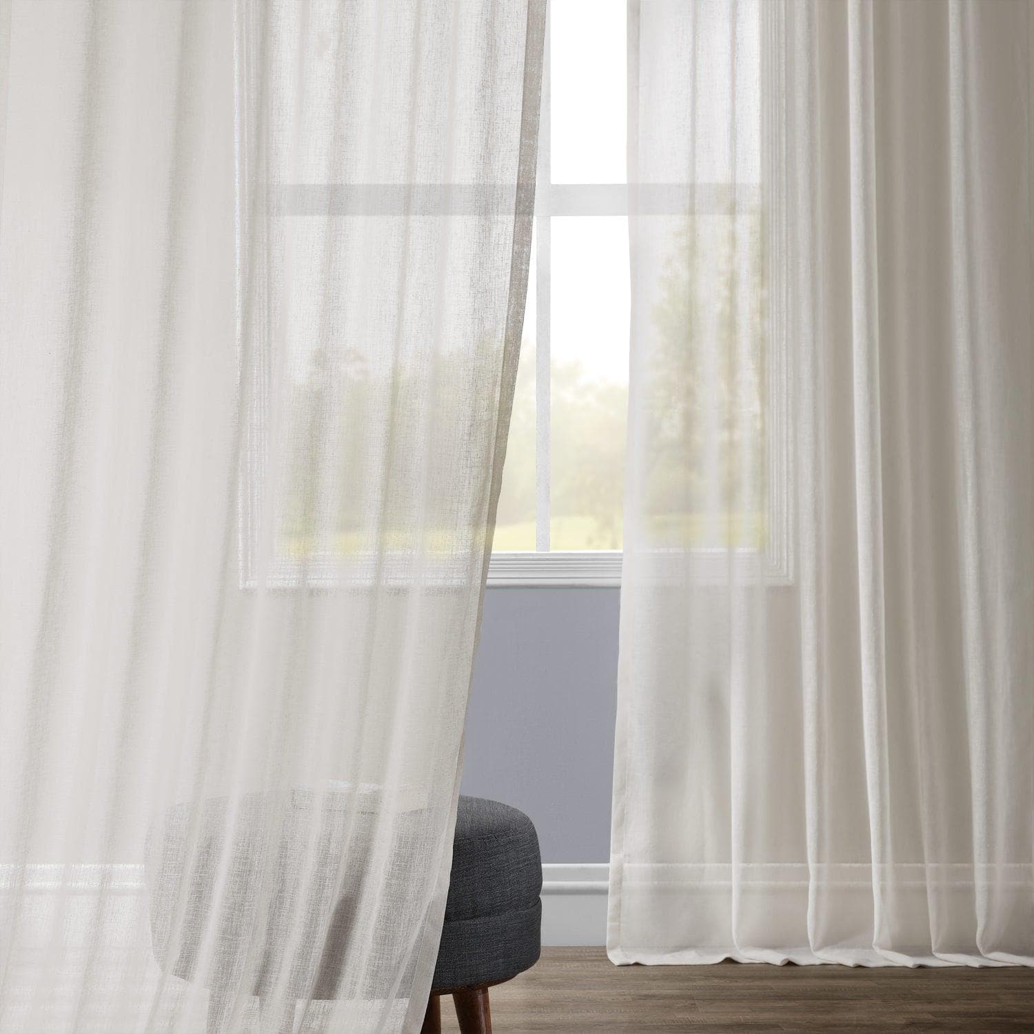 Gardenia Textured Faux Linen Sheer Curtain