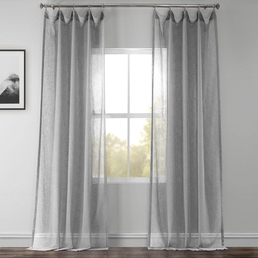 Nickel Textured Faux Linen Sheer Curtain