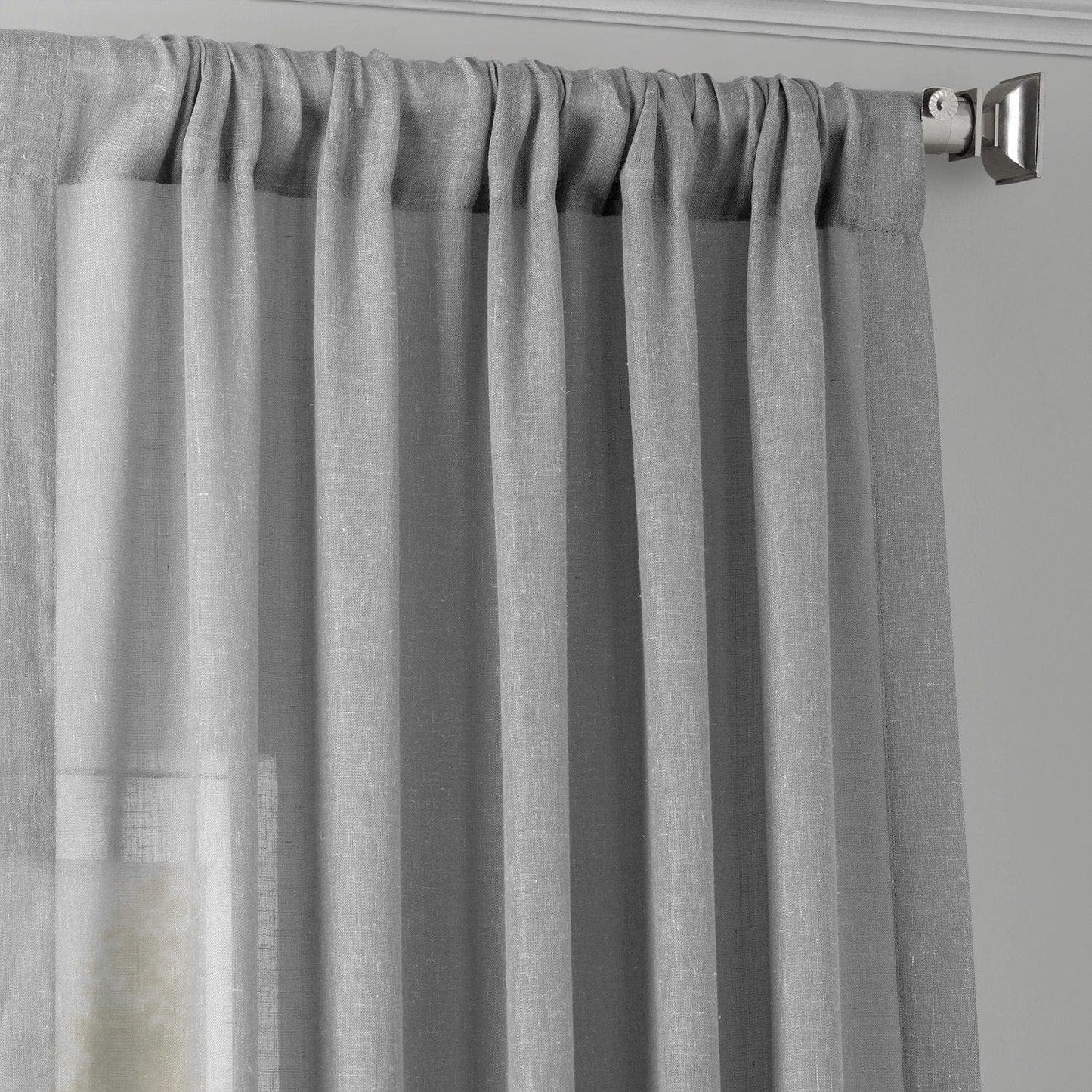 Nickel Textured Faux Linen Sheer Curtain