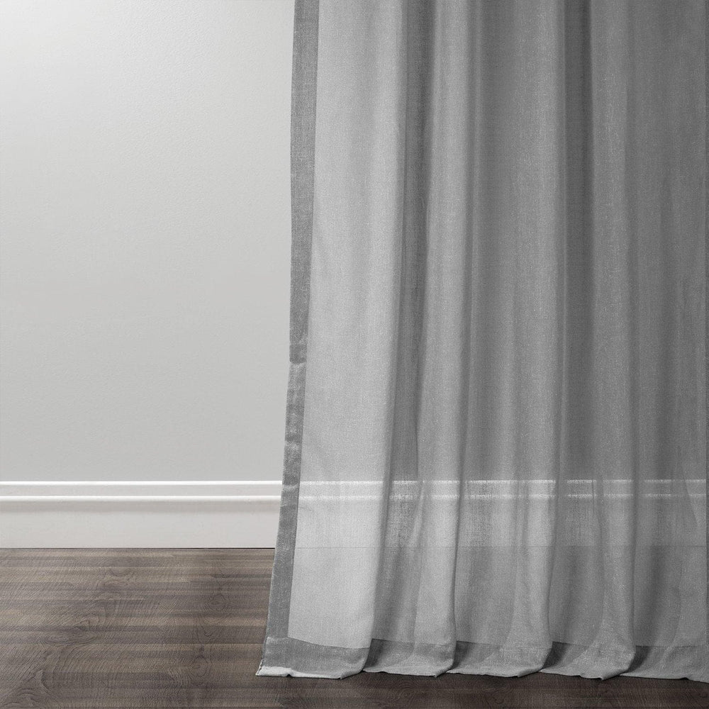 Nickel Textured Faux Linen Sheer Curtain