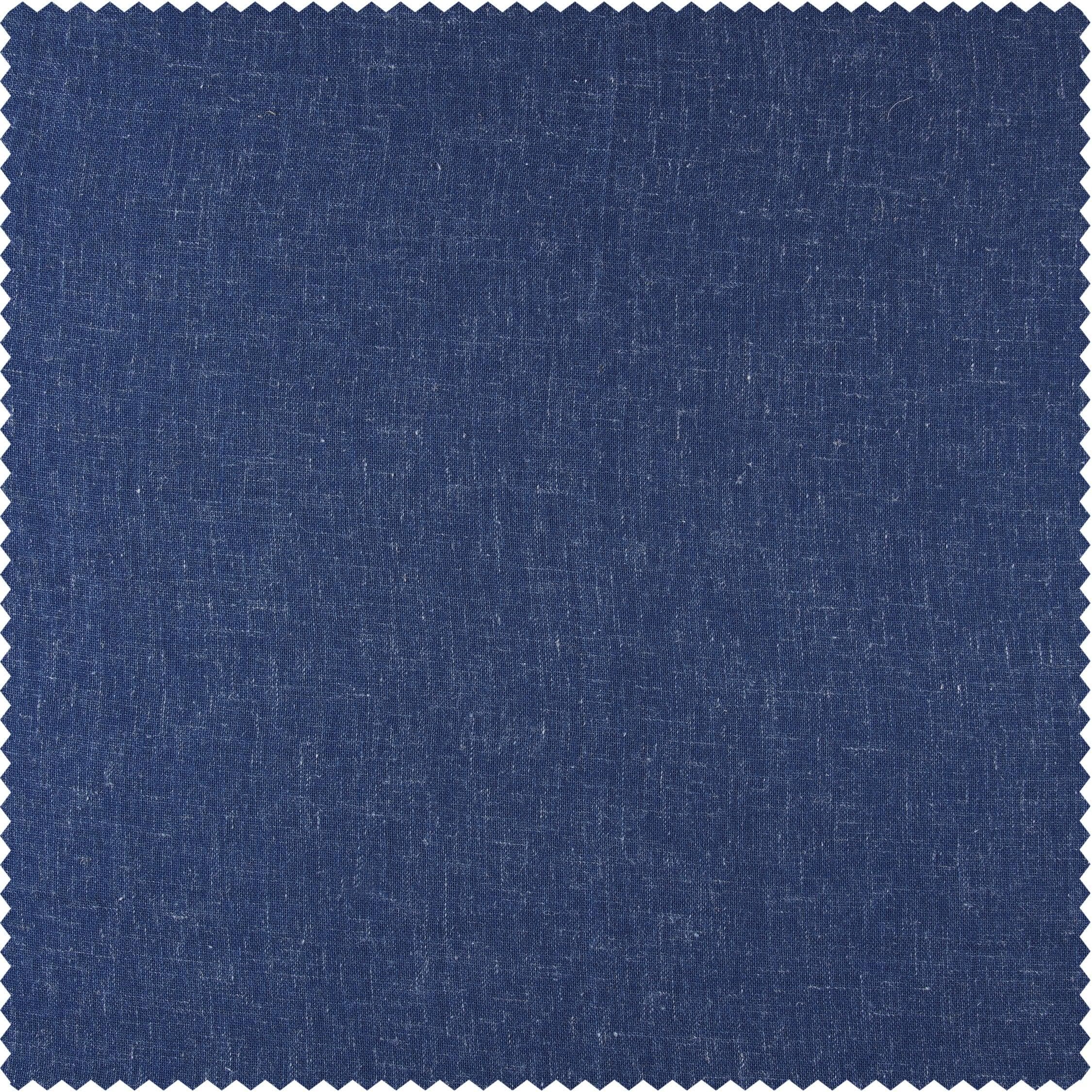 Blue Lapis Ruffled Faux Linen Sheer Curtain