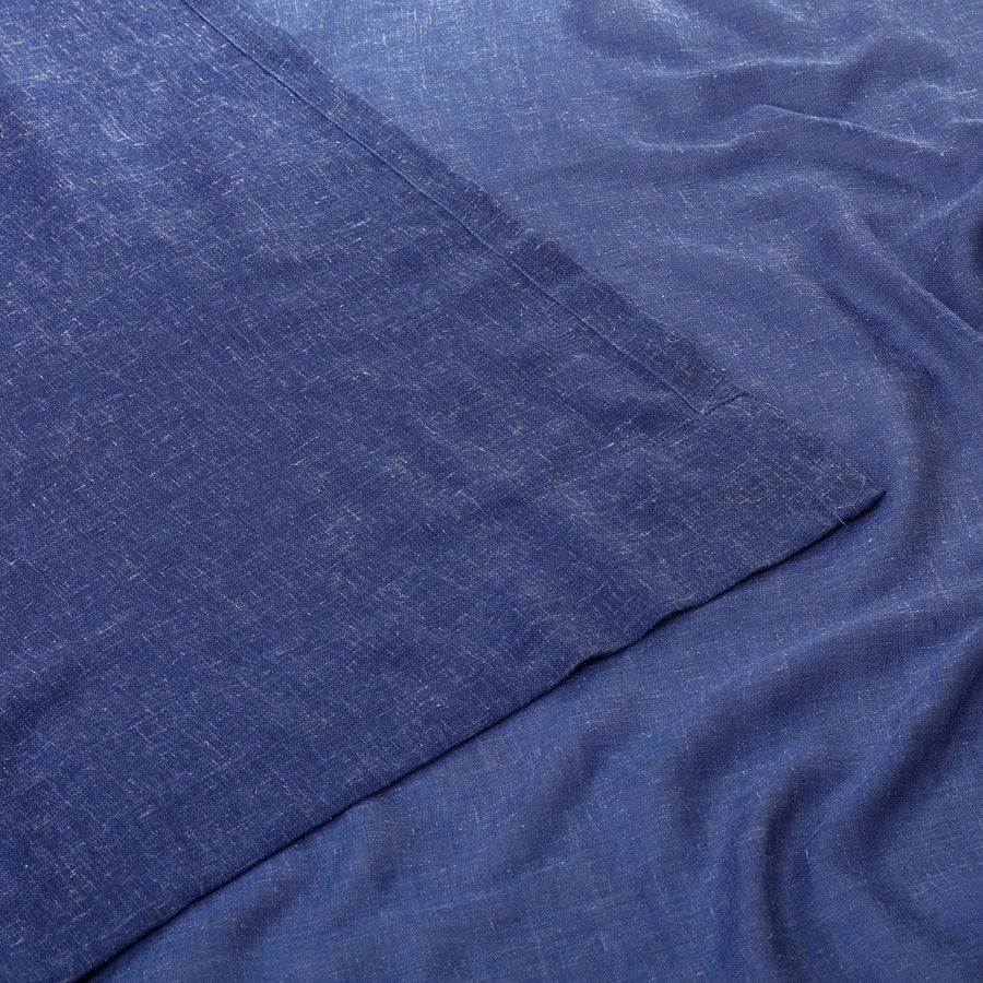 Blue Lapis Textured Faux Linen Sheer Curtain