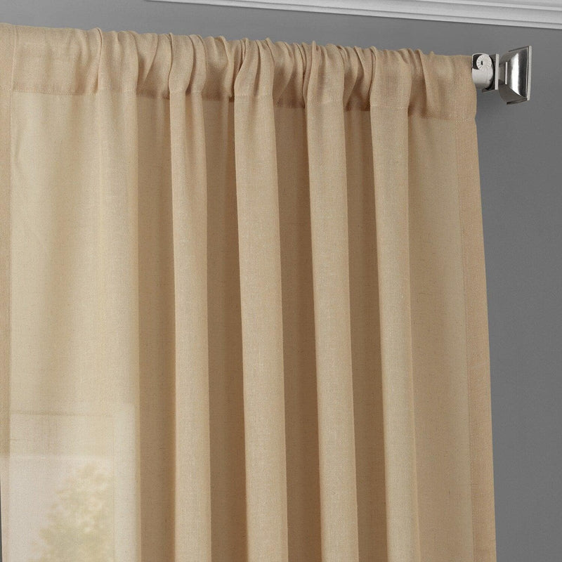 Raffia Tan Textured Faux Linen Sheer Curtain