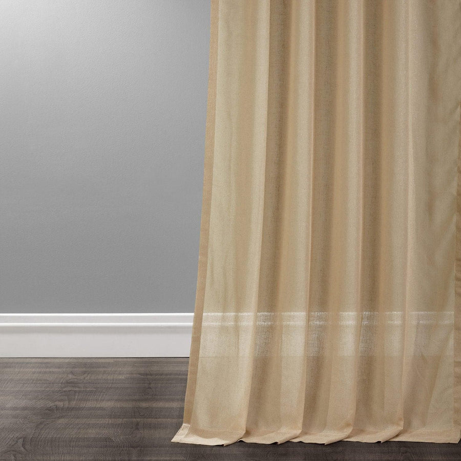Raffia Tan Textured Faux Linen Sheer Curtain