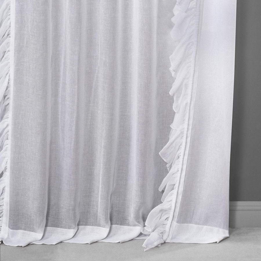 White Orchid Ruffled Faux Linen Curtain
