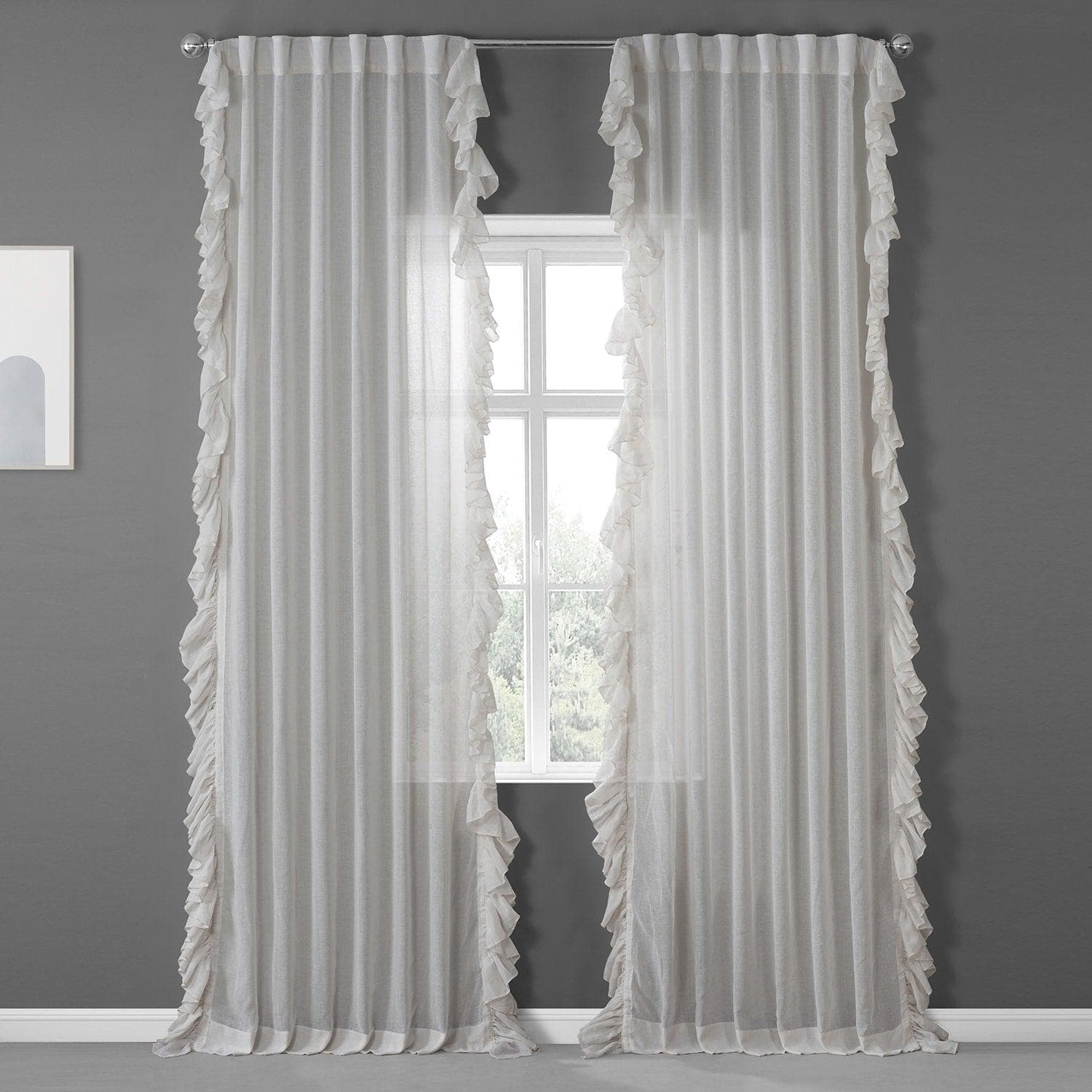 Gardenia Ruffled Faux Linen Curtain