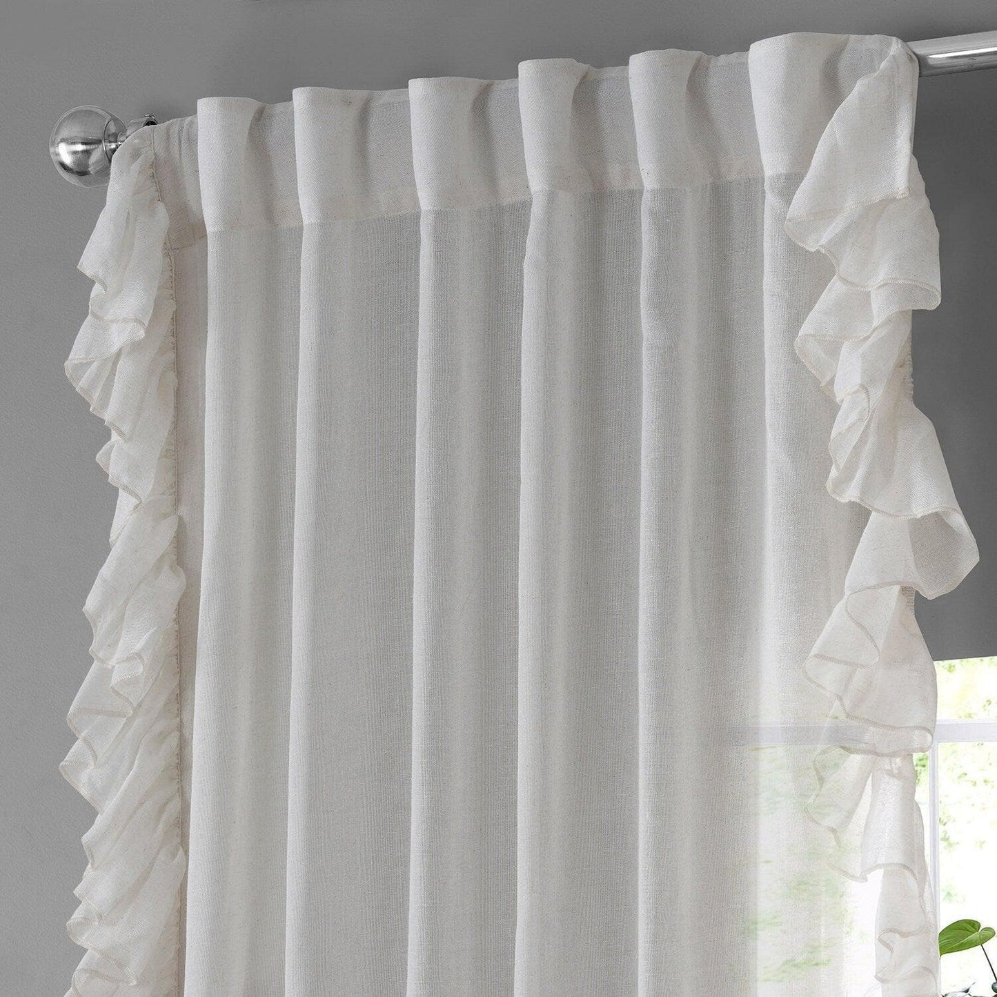Gardenia Ruffled Faux Linen Curtain