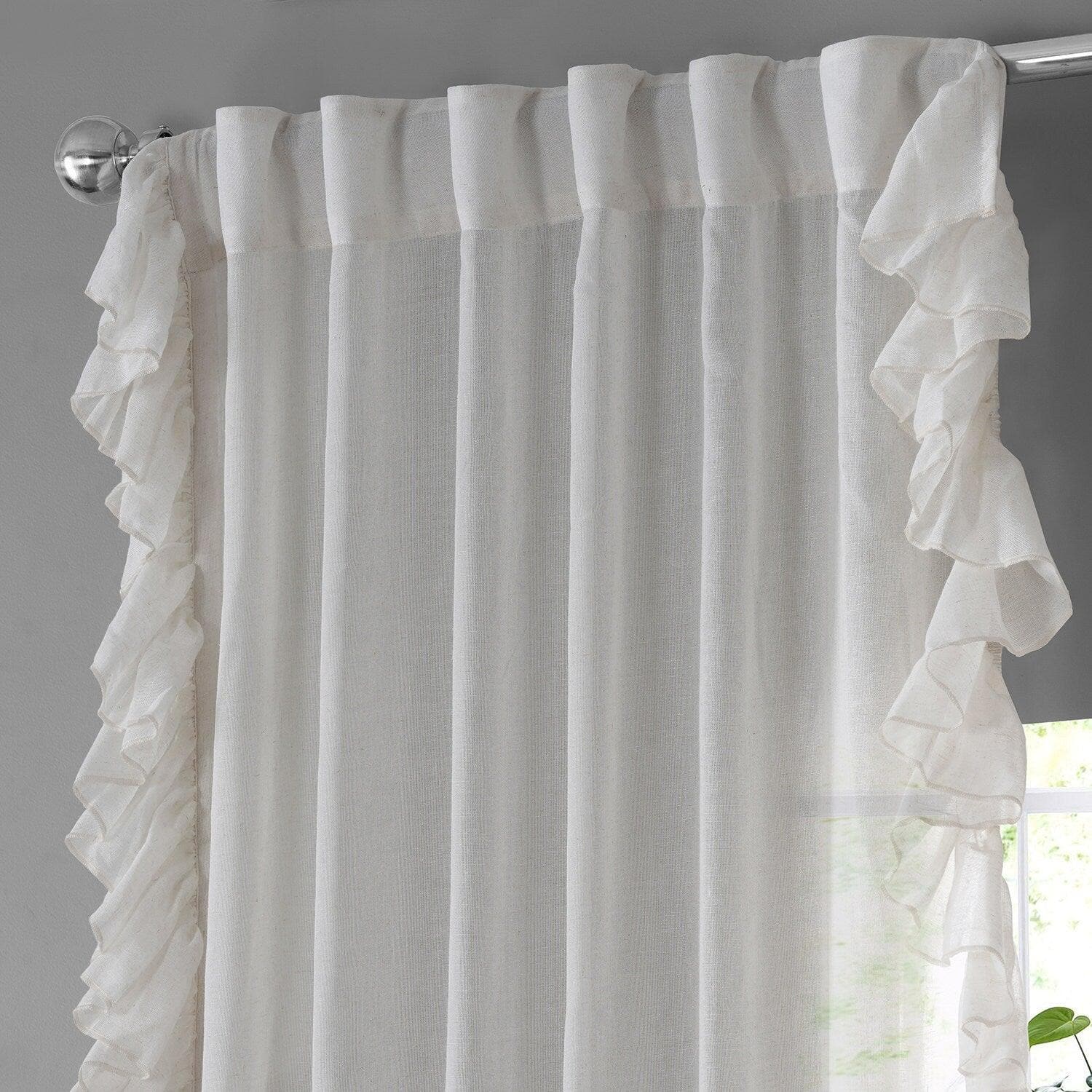 Gardenia Ruffled Faux Linen Curtain