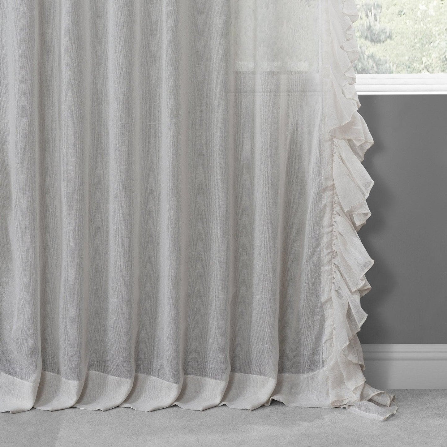 Gardenia Ruffled Faux Linen Curtain