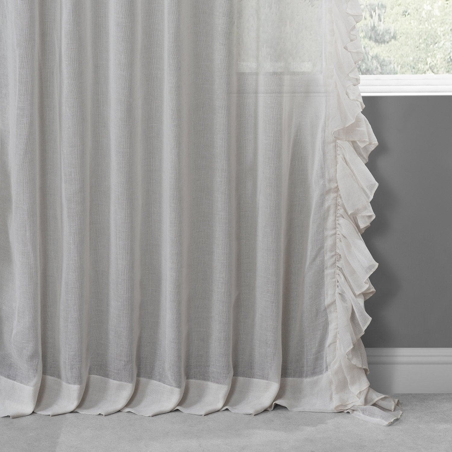 Gardenia Ruffled Faux Linen Curtain