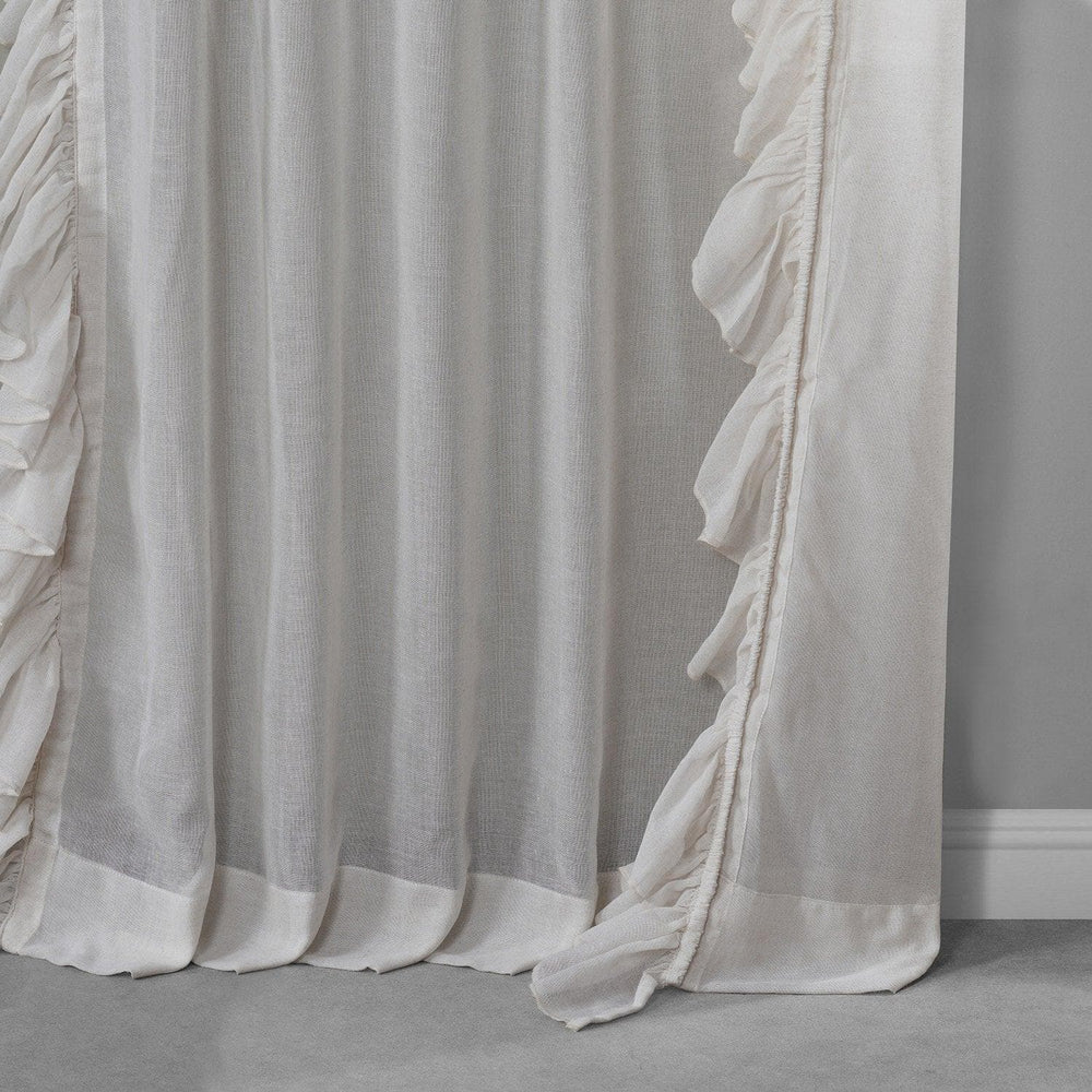Gardenia Ruffled Faux Linen Curtain