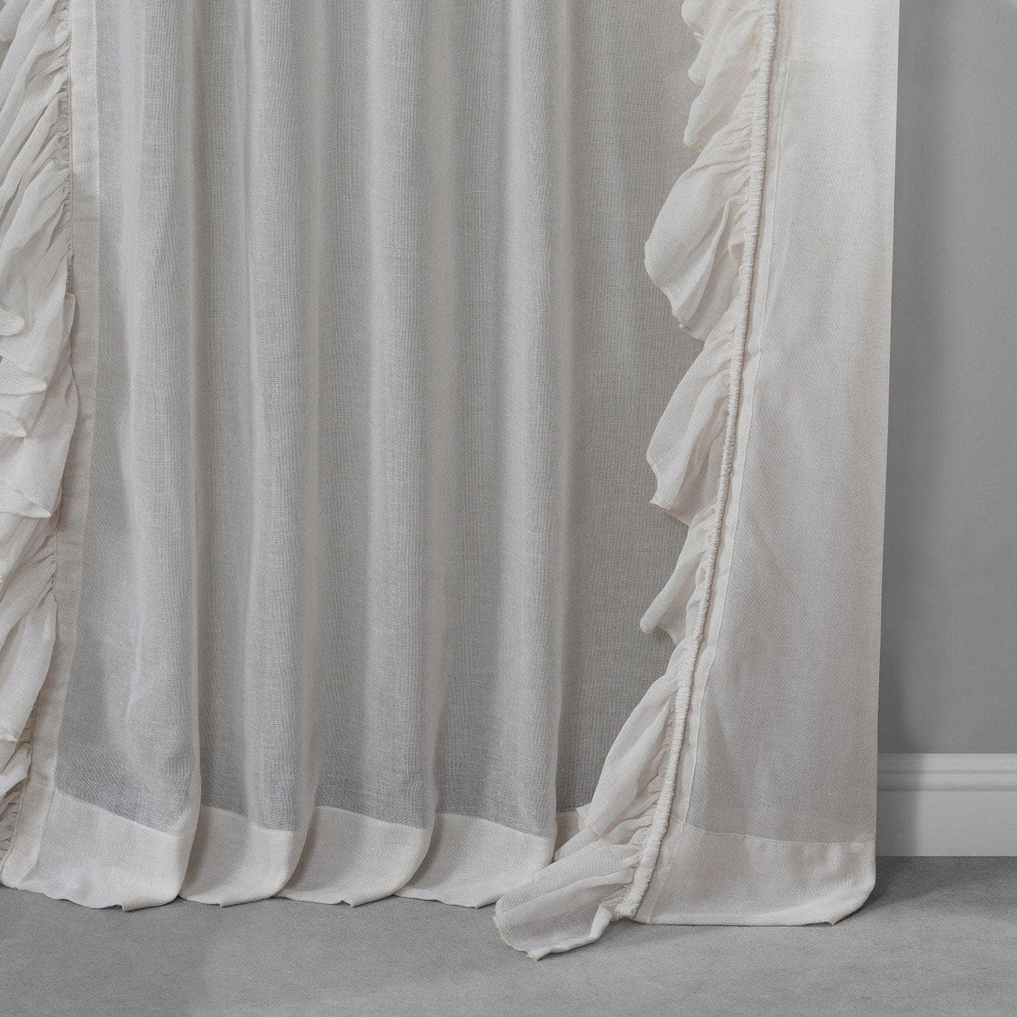 Gardenia Ruffled Faux Linen Curtain