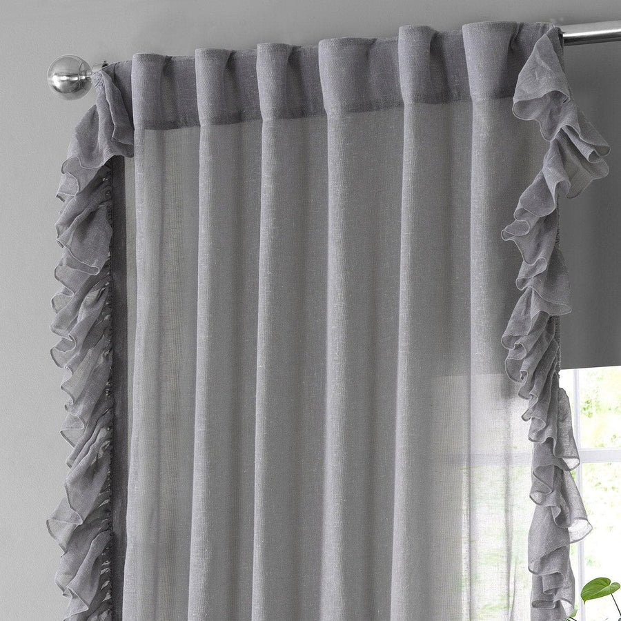 Nickel Ruffled Faux Linen Curtain