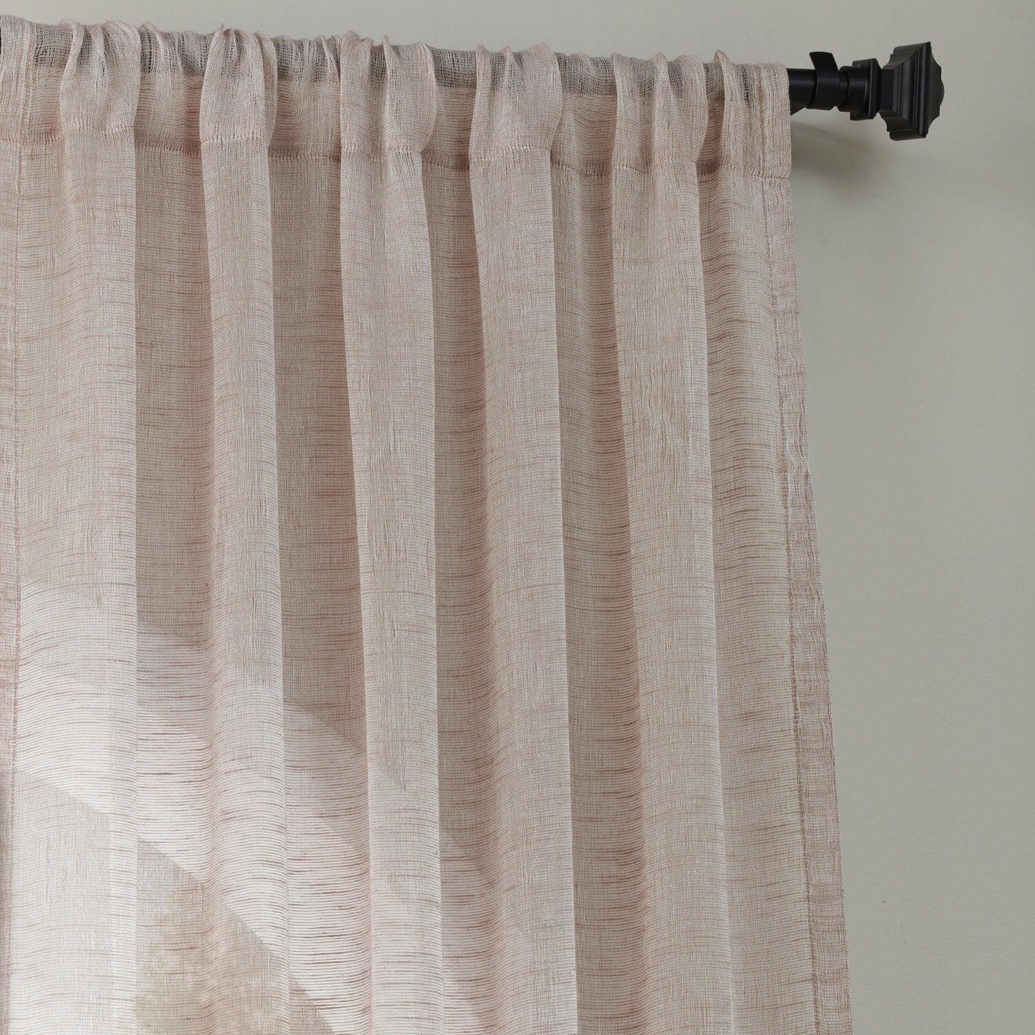 Light Grey Open Weave Linen Blend Curtain