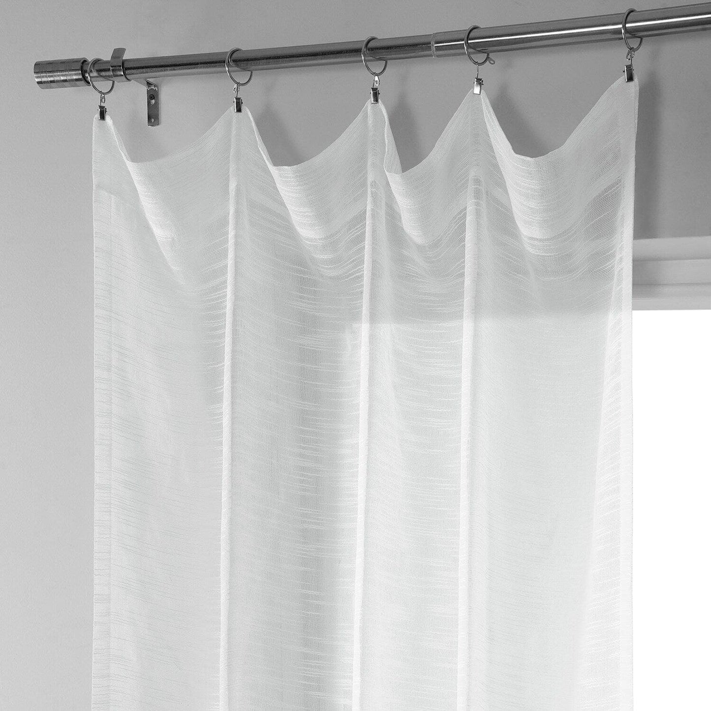 White Open Weave Linen Blend Sheer Curtain